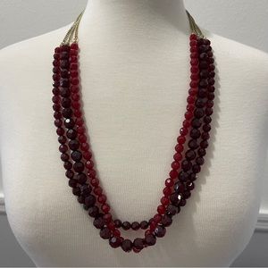 Blood Red and Burgundy Beaded Necklace